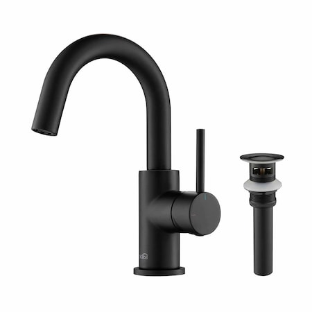 Kibi Circular Single Handle High-Arc Bathroom Sink Faucet C-KBF1021MB-KPW100MB